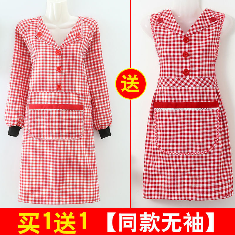 长袖洋气翻领围裙女厨房家用韩版时尚防污全棉罩衣上班外套工作服