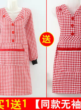 长袖洋气翻领围裙女厨房家用韩版时尚防污全棉罩衣上班外套工作服