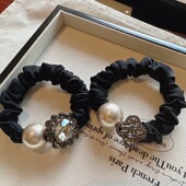 精致超闪水钻花朵皮筋简约头绳女扎头发发绳丸子头发圈高弹力