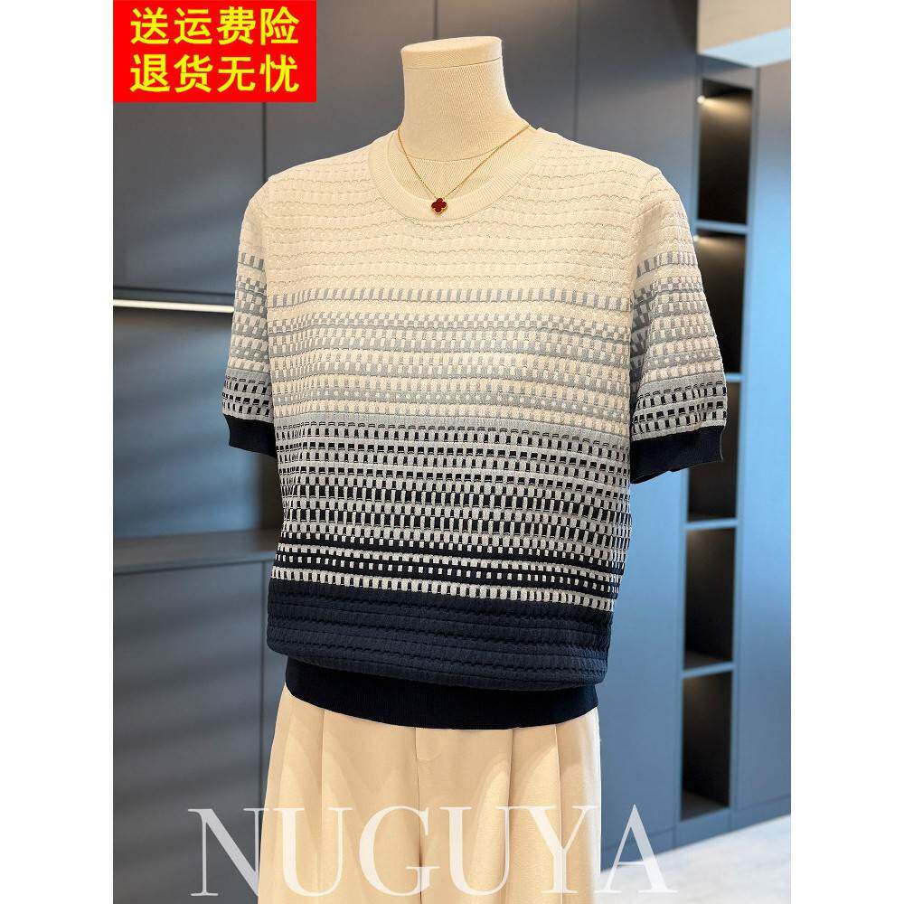 时尚气质妈妈装针织衫女短袖2025年夏装新款上衣洋气中年妇女T恤