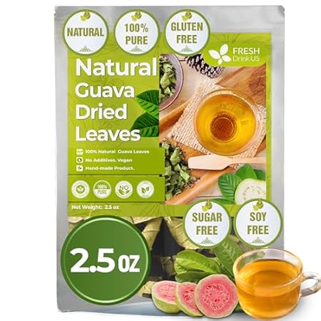 FreshDrinkUS， Premium 2.5oz Guava Dried Leaves Tea (CUT &