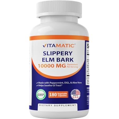Vitamatic Slippery Elm Bark 20:1 Extract， 10000 mg Equiva