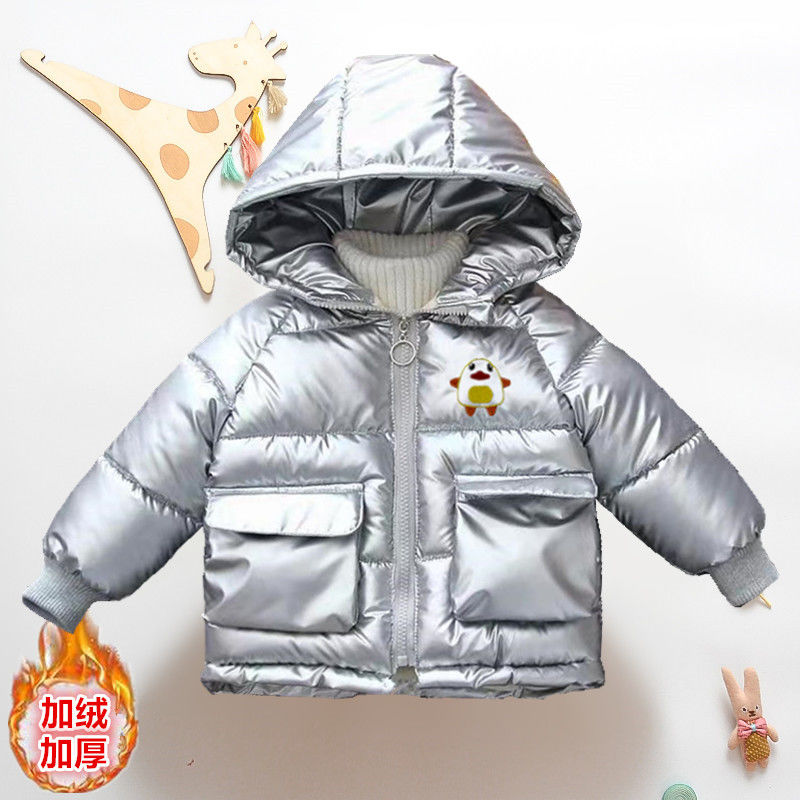 加绒加厚宝宝冬季外套男童棉服0-6岁男宝宝棉袄1卡通连帽儿童棉衣