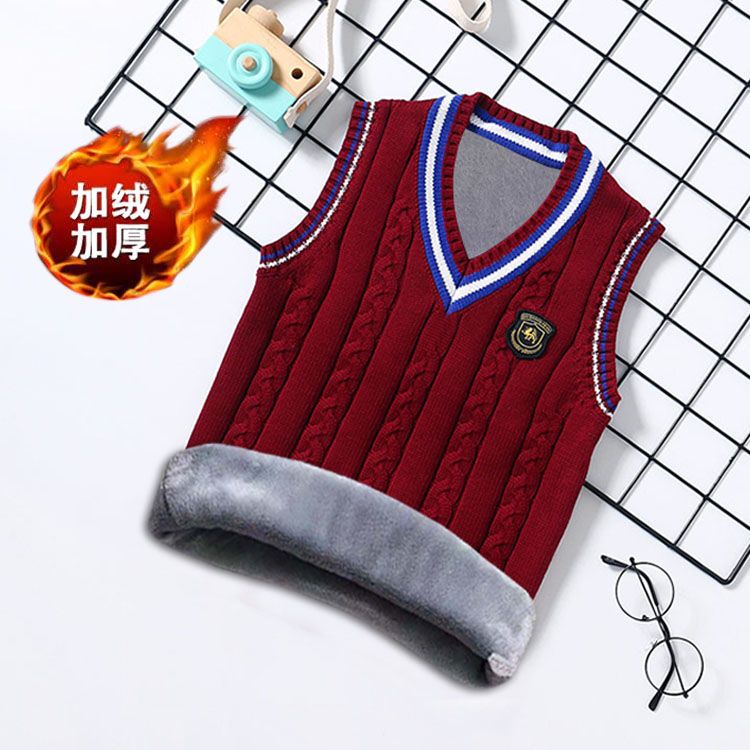 儿童无袖开衫毛衣马甲加