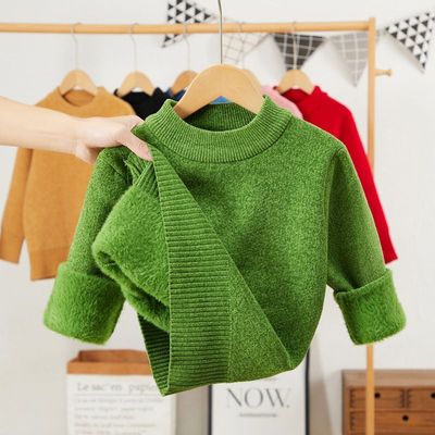 儿童加厚一体绒羊毛衫中