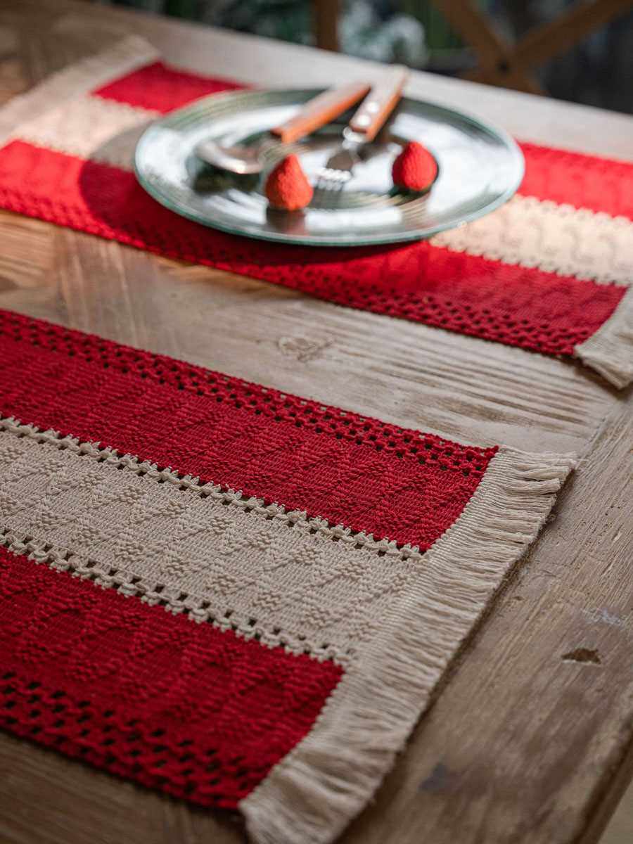 圣诞节新年棉线勾编餐垫法式美式欧式餐桌装饰杯垫盘垫茶垫桌布