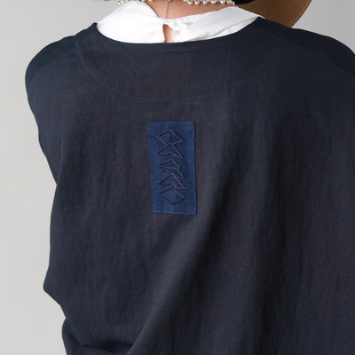 远家草木染蓝染刺绣圆领