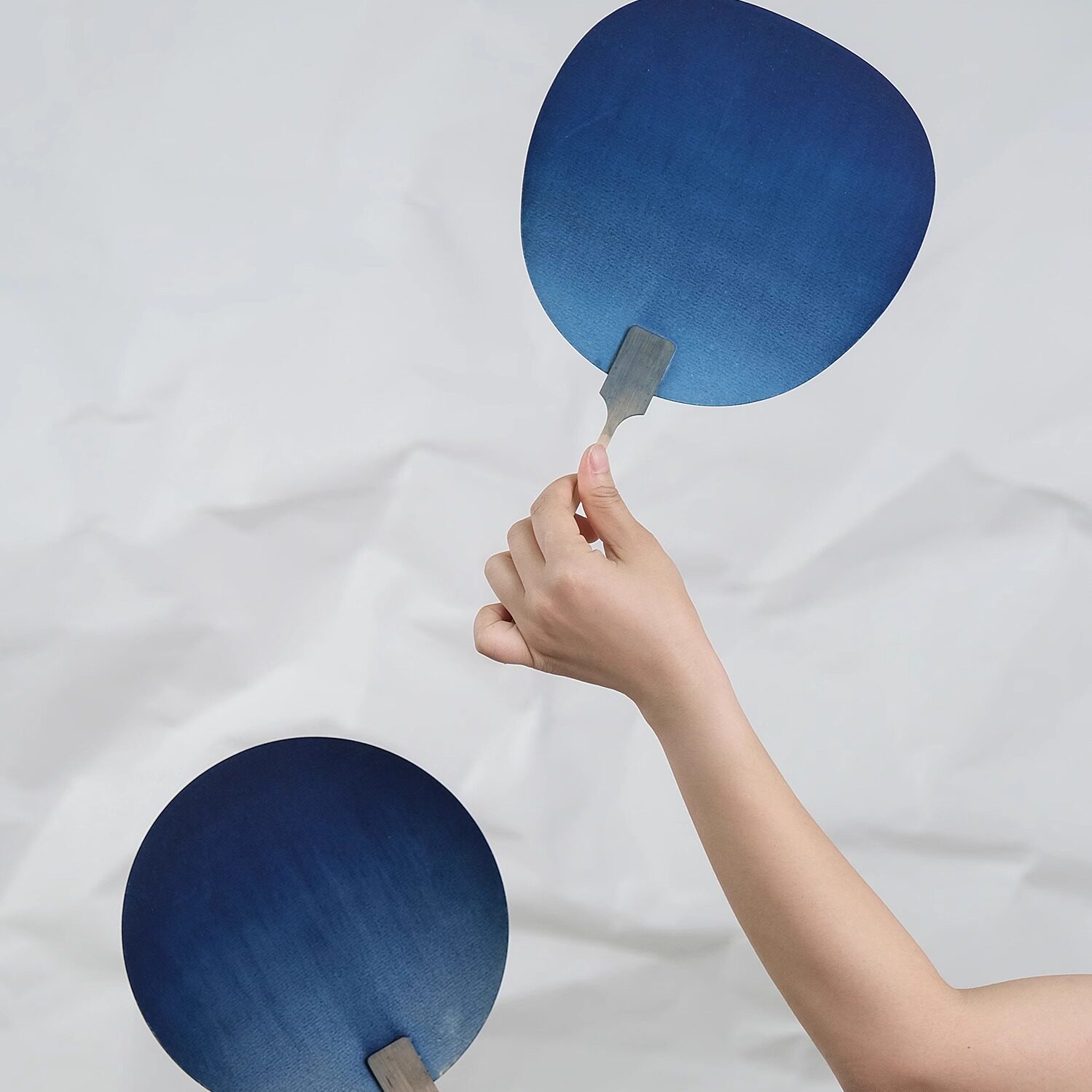 远家植物染草木染蓝染团扇