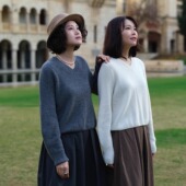 远家重磅羊绒羊毛高品毛衣手工镶嵌珠片V领不规则泡泡袖 350限量