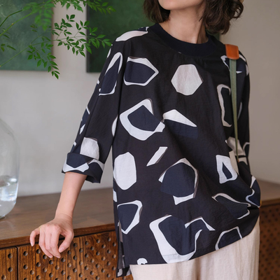 远家丝棉圆领衬衫轻薄