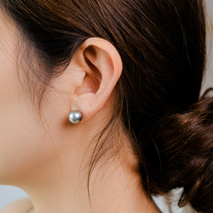 818限 11耳钉极光18K白金耳勾Y 远家海水珍珠大溪地耳环9