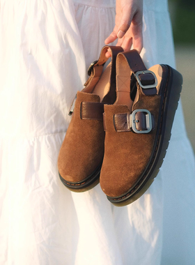 远家高丝光牛翻绒拼接水染牛皮勃肯鞋半包围有扣绊皮鞋W-647限