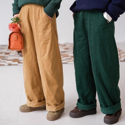 远家纯棉灯芯绒摇粒绒直筒裤