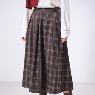 远家圣诞色 苏格兰格子 后松紧半身裙HL3972限量