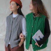 背心秋Y 远家纯羊毛圆领马甲百搭休闲针织开衫 外穿叠穿无袖 344限