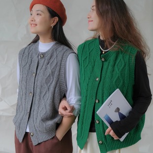 344限 背心秋Y 远家纯羊毛圆领马甲百搭休闲针织开衫 外穿叠穿无袖