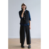 远家日本进口羊毛格纹面料套装 拼接灯芯绒马甲阔腿裤 格子LL1532限