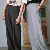 针织直筒裤 松紧腰休闲百搭 凉爽弹力利落长裤 远家 子夏新F 117限