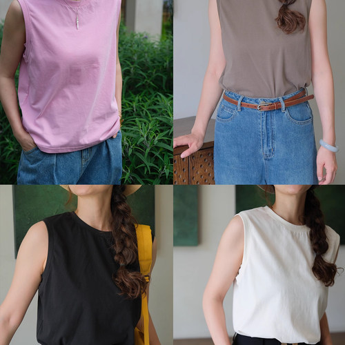 远家圆领背心无袖轻薄百搭