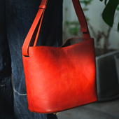 单肩斜挎手提包W 远家头层植鞣牛皮水桶包复古新年 红包 621限