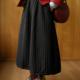 休闲加厚长裙子冬新HF5212限 夹棉保暖A字裙 远家 黑色绗棉半身裙