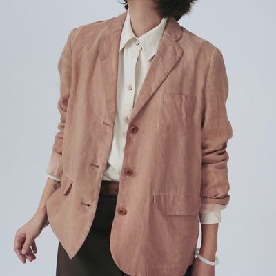 LL3997柿子染西服短外套