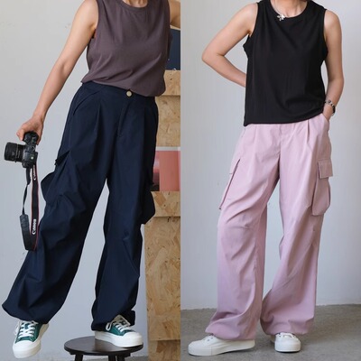 远家休闲宽松长裤束脚阔腿裤