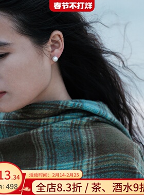 远家天然淡水珍珠极光极微瑕正圆珍珠9-10mm耳钉925银耳环Y-910