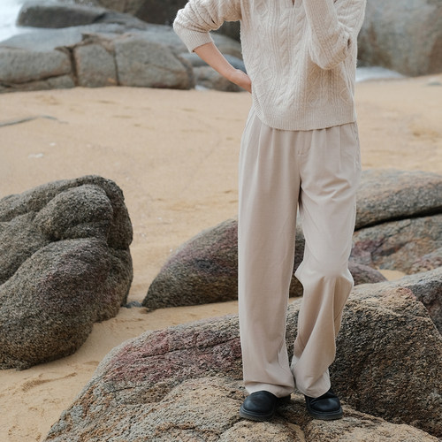 远家垂感西裤半松紧腰休闲裤