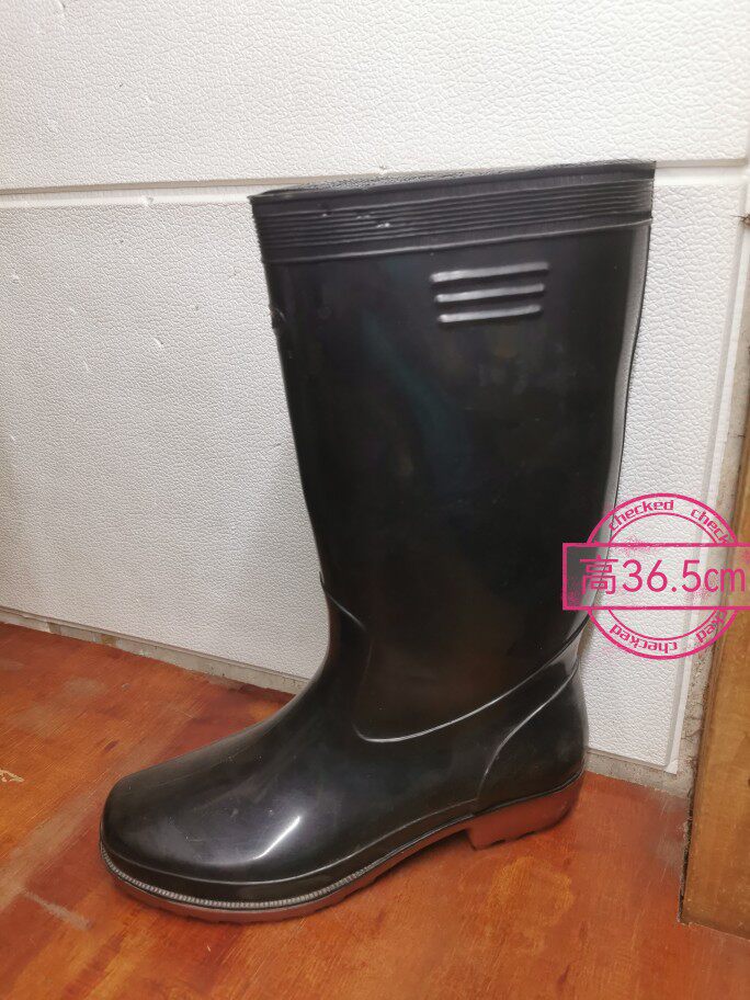 东江280绿色雨鞋女高筒劳保牛筋底男002水鞋注压双色耐磨工业雨靴