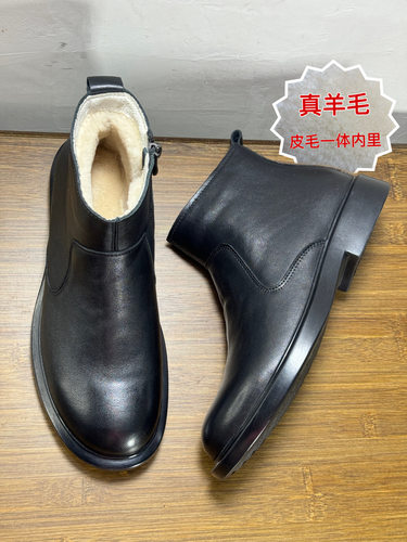 男士冬季棉皮鞋纯羊毛保暖马丁靴