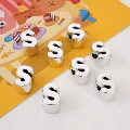 Silver-Plated Letter Beads S, Hole Diameter about 6mm
