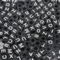Black & White Square Letter Beads 100 Pcs/Pack