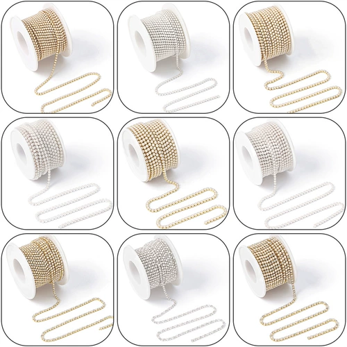 2 мм-6 ммAB цветная зашифрованная цепочка с жемчугом и стразами, золотая и серебряная цепочка с нижним когтем и бриллиантом, наклейка на мобильный телефон, бриллиантовая цепочка своими руками