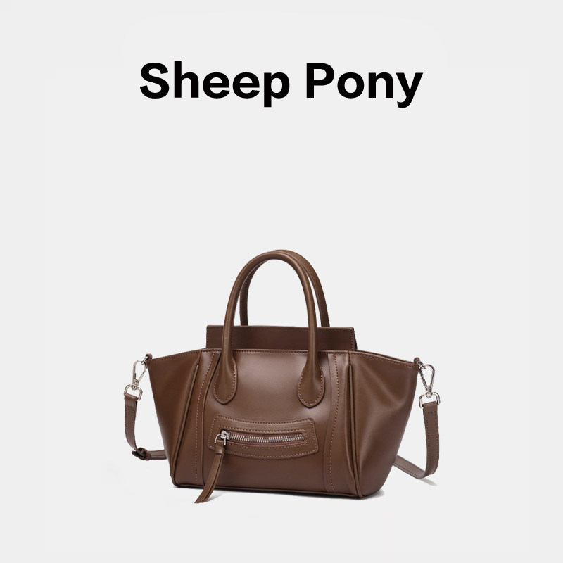 SHEEP PONY真皮女包2026新款笑脸包单肩包简约手提包大容量翅膀包