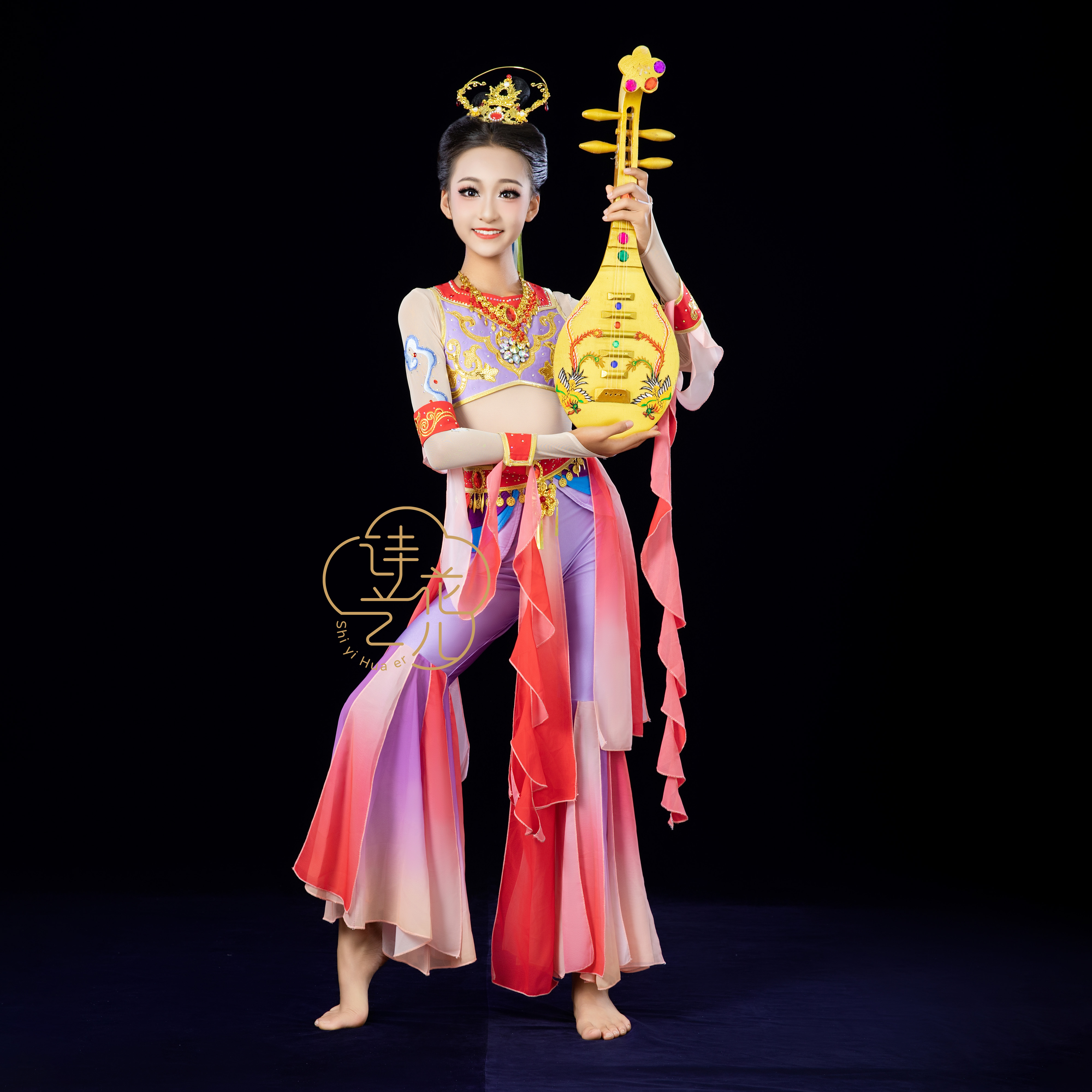 盛唐越舞敦煌舞蹈服儿童飞天盛世演出服女大漠飞天反弹琵琶表演服