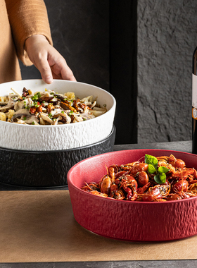 红色结婚碗盘餐具新年盘子创意麻辣小龙虾盘子干锅海鲜大盘牛肉碗