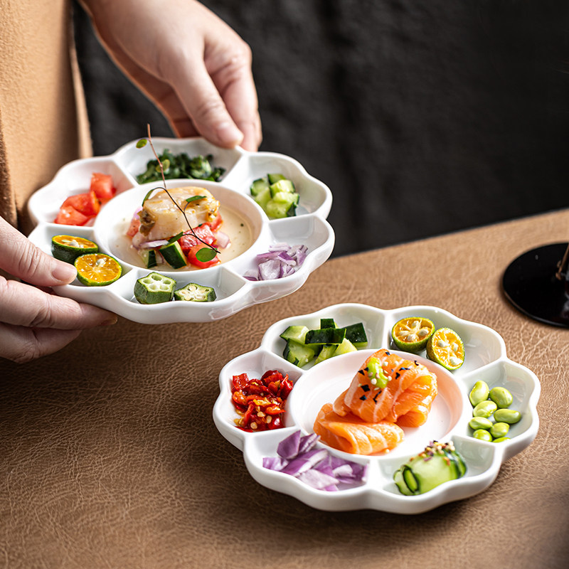 高级感西餐盘子圆形分格盘浅盘陶瓷甜品盘摆盘餐具多样配料组合盘,餐饮具,盘,淘宝优惠券,粉丝福利购,淘宝优惠卷