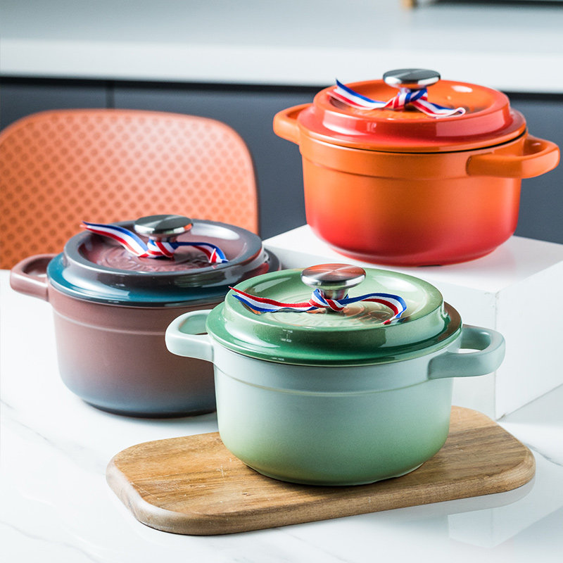 彩色陶瓷砂锅炖锅耐高温 家用燃气煲汤陶瓷锅瓷锅沙锅煤气灶专用