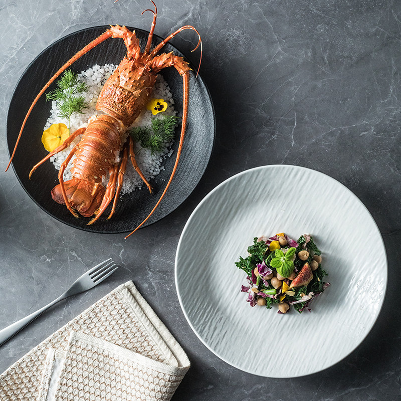 安雅图流沙深盘陶瓷圆形黑白元素