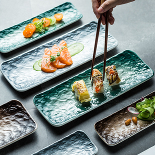 创意寿司盘长方形盘子长条盘家用餐盘陶瓷餐具火锅餐具套装 日式