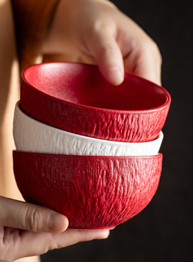 高颜值米饭碗汤面碗家用商用喜庆喜事餐具红色甜品碗甜汤碗饭碗