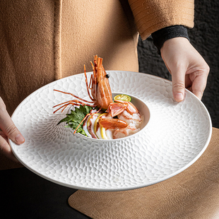 陶瓷盘精致菜盘西餐厅后厨备菜盘高级感餐具酒店冷菜盘子 简约新款