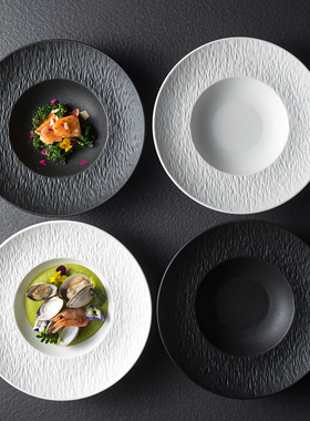 白色北欧风高级感石纹餐盘酒店西式沙拉盘意大利面新品餐具碟盘子