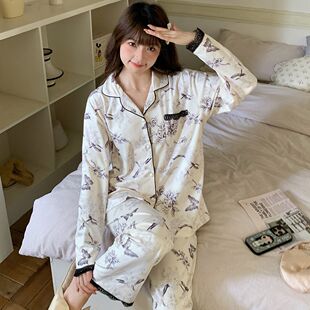 海岛绒睡衣女士秋冬季新款蝴蝶水墨高级感轻奢单面薄绒家居服套装