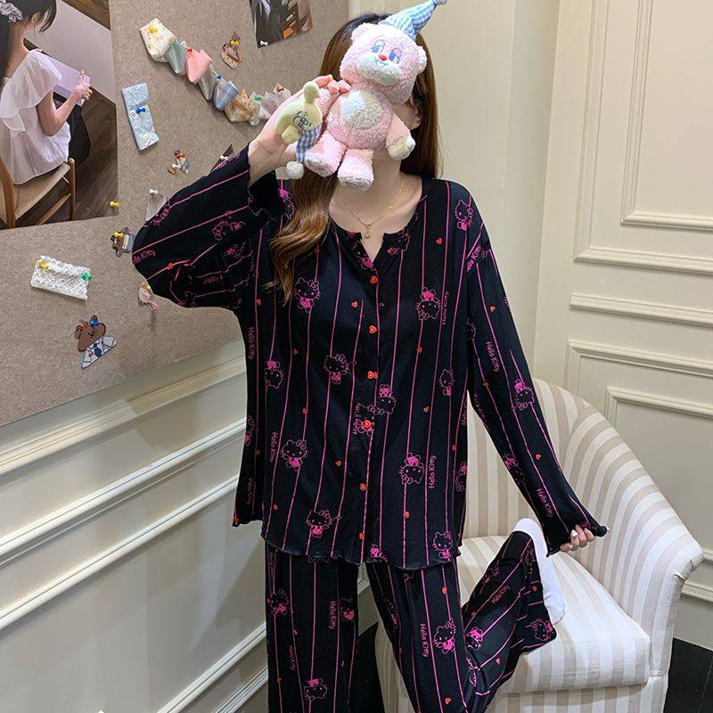 带胸垫莫代尔睡衣女长袖长裤秋冬季新款网红时尚薄款家居服两件套,女士内衣/男士内衣/家居服,睡衣/家居服套装,淘宝优惠券,粉丝福利购,淘宝优惠卷