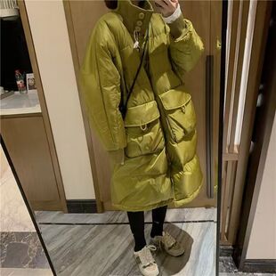 白鸭绒工厂直销反季韩版宽松羽绒服女中长款过膝时尚加厚宽松大