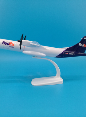 27cm美国FedEx联邦快递ATR72货运飞机模型摆件定制机身和底座Logo