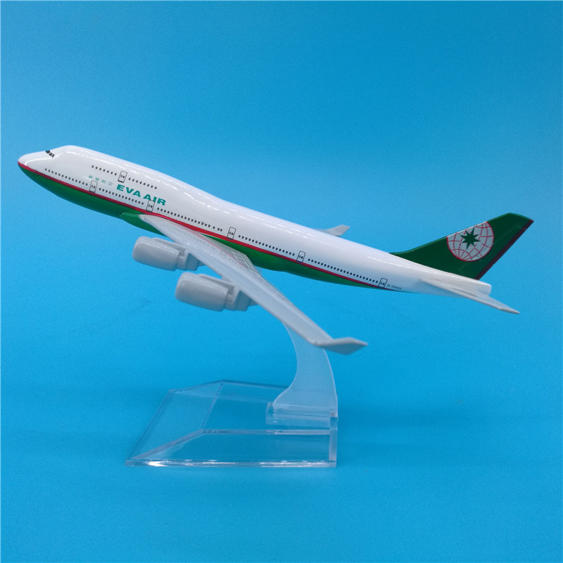 16cm台湾长荣航空波音B747金属仿真飞机模型礼品摆件收藏 Eva Air
