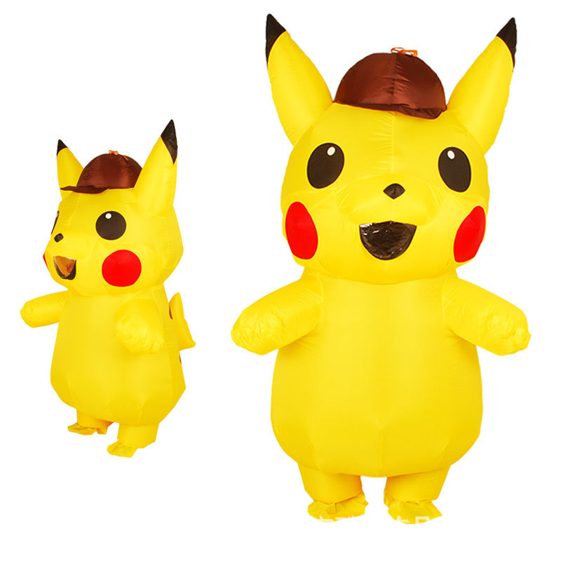万圣节充气服戴帽子皮卡服装行走人偶服电影pikachu